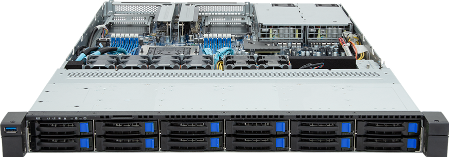 Rack Server - AMD EPYC™ 9004 - 1U UP 12-Bay SATA/SAS Titanium - R163-Z32-AAG1