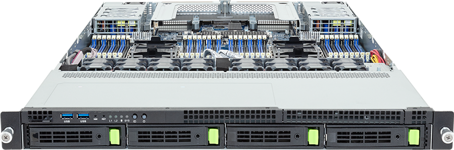 Rack Server - Intel® Xeon® 6 Processors - 1U DP 4-Bay Gen5 NVMe/SATA/SAS-4 - R184-S90-AAV1