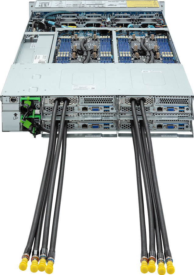 High Density Server - 5th/4th Gen Intel® Xeon® Scalable - 2U 4-Node DP 24-Bay Gen4 NVMe/SATA/SAS 2600W DLC - H263-S62-LAN1