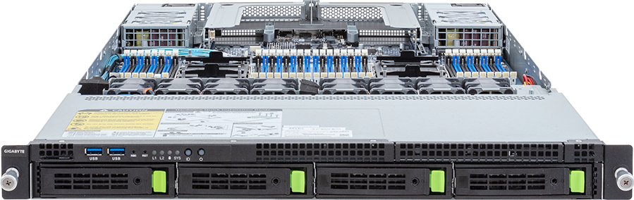 Rack Server - 5th/4th Gen Intel® Xeon® Scalable - 1U DP 4-Bay Gen4 NVMe/SATA/SAS Titanium - R183-S90-AAV1