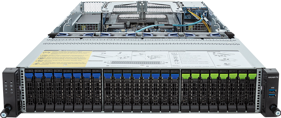 Rack Server - 5th/4th Gen Intel® Xeon® Scalable - 2U DP 24+2-Bay Gen5 NVMe/SATA/SAS-4 with expander - R283-S98-AAE2