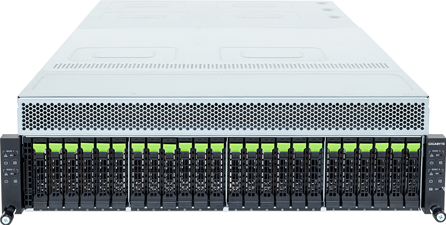 High Density Server - Intel® Xeon® 6 Processors - 3U 4-Node DP 24-Bay Gen5 NVMe/SATA/SAS-4 DLC - H374-A80-LAW1