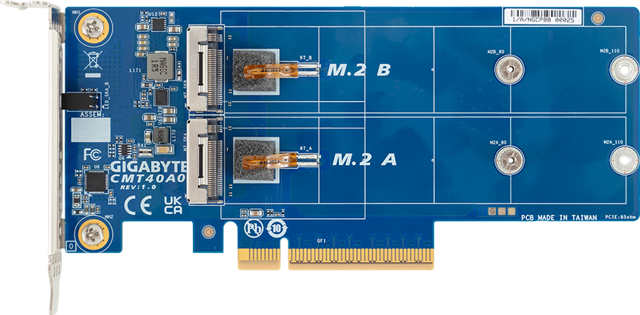 M.2 Expansion Card - 2 x Gen5 NVMe - 2280/22110 cards - CMT40A0