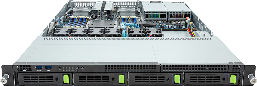 Rack Arm Server - AmpereOne® Family - 1U UP 4-Bay Gen5 NVMe/SATA/SAS-4 Titanium - R163-P30-AAG1