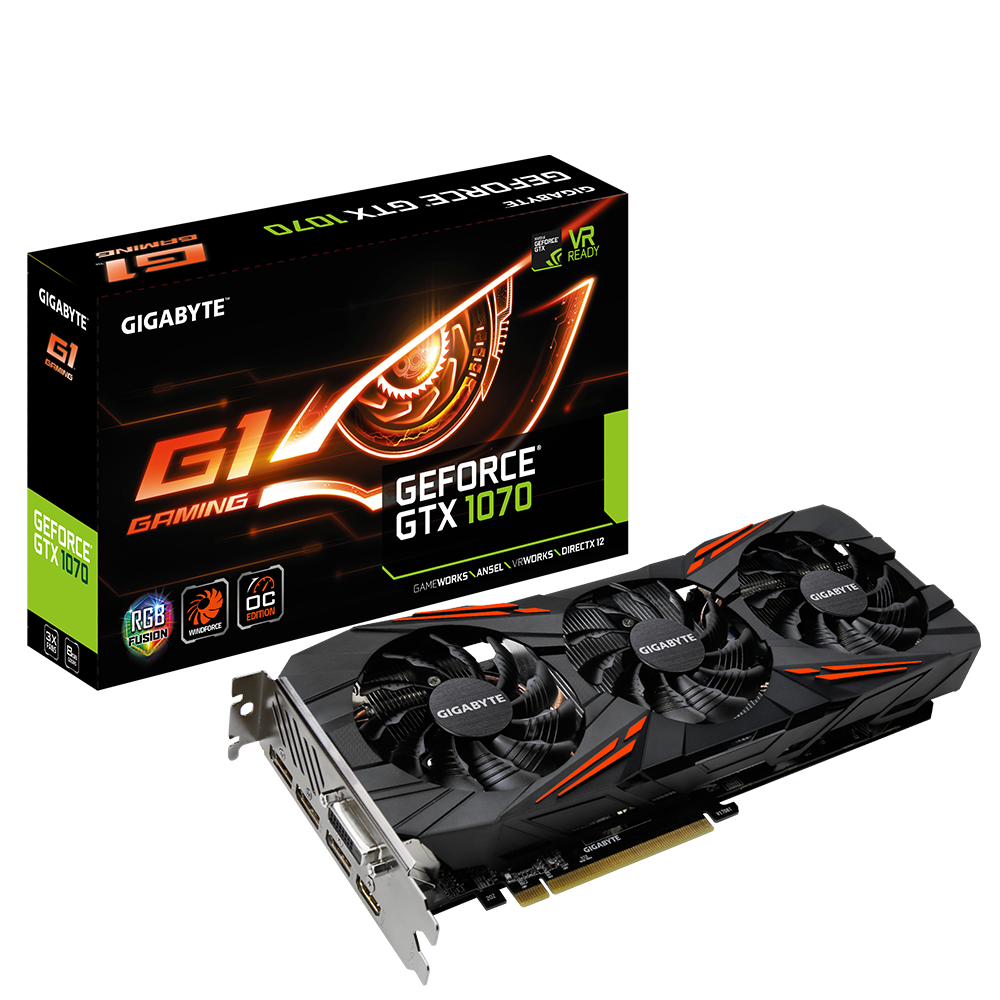 正常動作品 GIGABYTE GeForce GTX1070 8GB GeForce® GTX 1070 G1 Gaming 8G (Rev. 2.0) - GIGABYTE Global