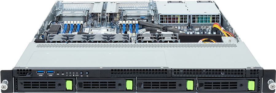 Rack Server - AMD EPYC™ 8004 - 1U UP 4-Bay Gen5 NVMe/SATA/SAS-4 Titanium - R143-E30-AAG1