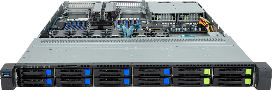 Rack Server - 5th/4th Gen Intel® Xeon® Scalable - 1U UP 12-Bay Gen4 NVMe/SATA/SAS (4 x NVMe) Titanium - R163-S32-AAH2
