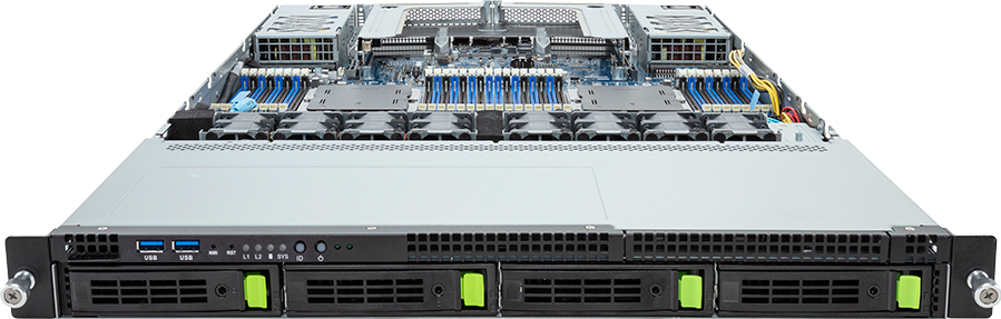 Rack Arm Server - AmpereOne® Family - 1U DP 4-Bay Gen5 NVMe/SATA/SAS-4 Titanium - R183-P90-AAJ1
