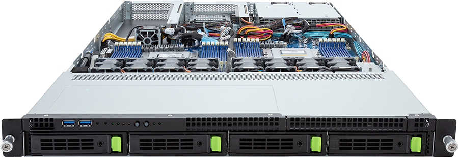 Rack Server - AMD EPYC™ 9004 - 1U DP 1 x PCIe Gen5 GPU 4 x Drive Bays - R183-ZF0-AAJ1