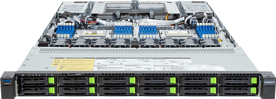 Rack Server - AMD EPYC™ 9004 - 1U DP 12-Bay Gen5 NVMe/SATA/SAS-4 (12 x NVMe) Titanium - R183-Z94-AAV1