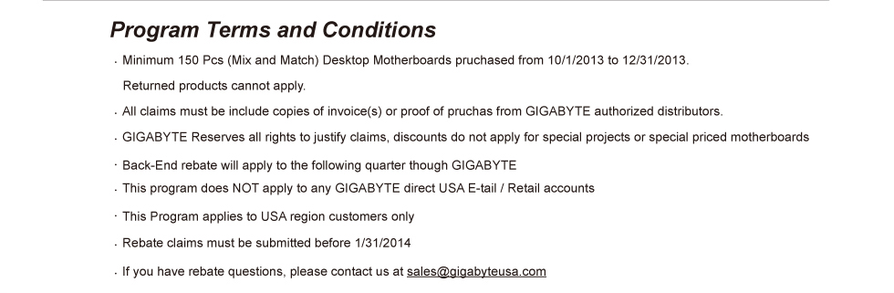 GIGABYTE 6 7 Rebate Program landing page